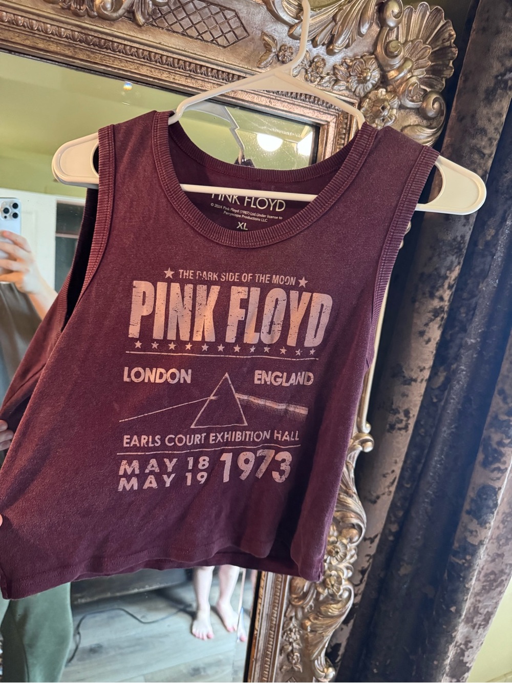 Pink Floyd Maroon Graphic Muscle Tank Top